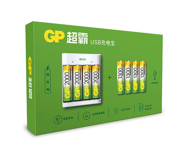GP超霸E411配4粒5号2000毫安时送4粒5号1300毫安盒装