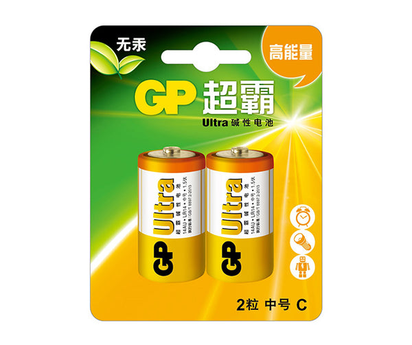 GP超霸Ultra碱性电池中号2粒卡装