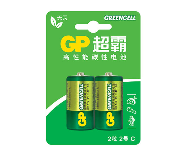 GP超霸Greencell碳性电池中号2粒卡装