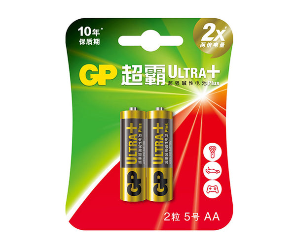 GP超霸UltraPlus碱性电池5号2粒卡装