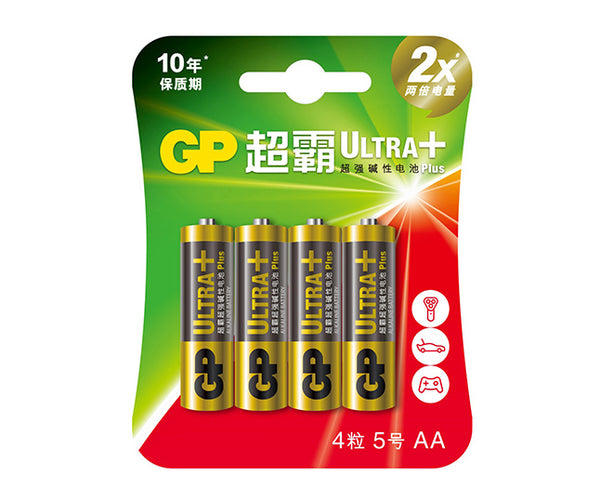 GP超霸UltraPlus碱性电池5号4粒卡装