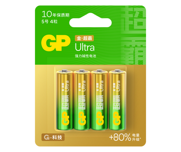 GP超霸Ultra金·超霸强力碱性电池5号4粒卡装