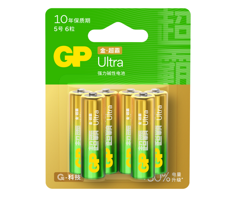 GP超霸Ultra金·超霸强力碱性电池5号6粒卡装