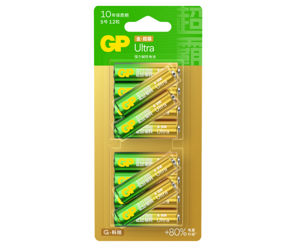 GP超霸Ultra金·超霸强力碱性电池5号12粒卡装