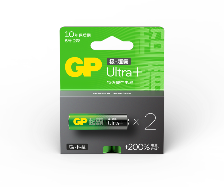 GP超霸UltraPlus极·超霸特强碱性电池5号2粒盒装