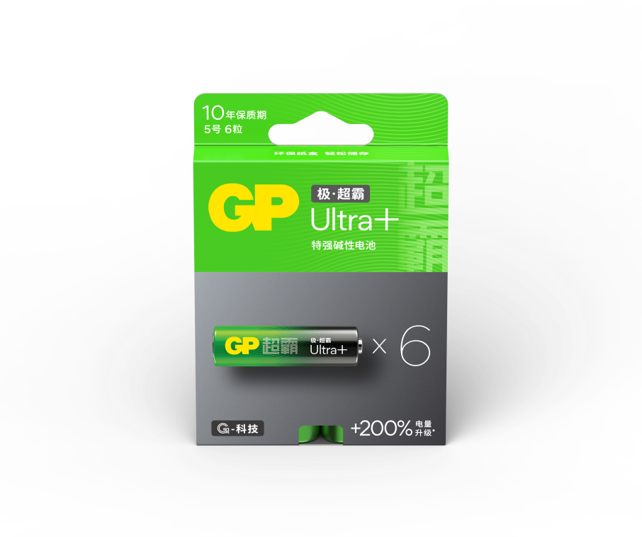 GP超霸UltraPlus极·超霸特强碱性电池5号6粒盒装