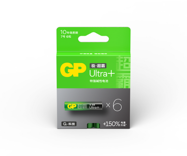 GP超霸UltraPlus极·超霸特强碱性电池7号6粒盒装
